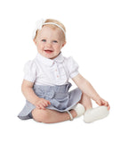 Seer Bliss: White & Blue Paperbag Waist Dress