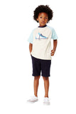 High Top Tee: Antique White & Aqua