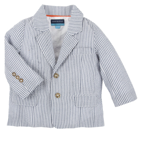 The Matte-Lock: Blue Seersucker 2pc Blazer and Pant Set