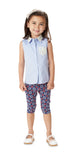 Floral & Hearty: Blue & Pink Geo Floral Capri